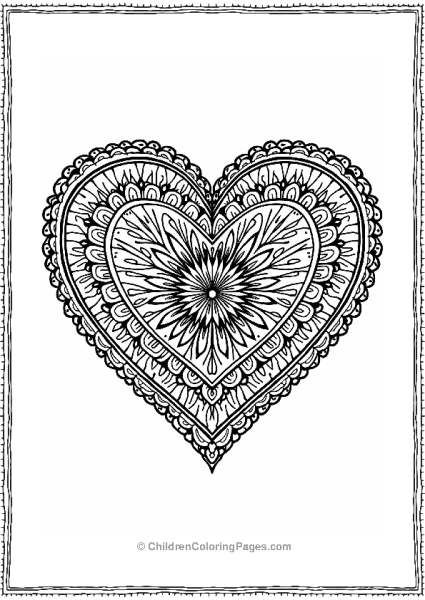 Heart Mandala Coloring Page Free PDF Printable