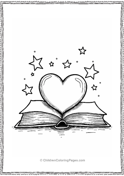 Heart On A Book With Stars Free PDF Printable