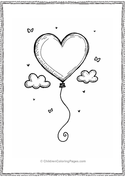 Heart Shaped Balloon In A Clear Sky Free PDF Printable