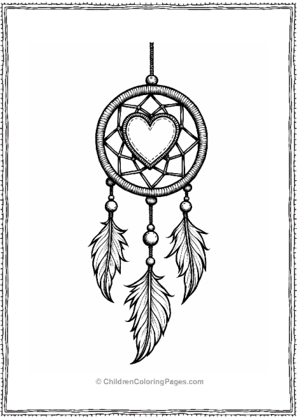 Heart Shaped Dreamcatcher With Feathers Free PDF Printable