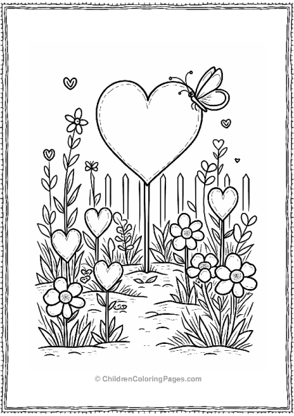 Heart Shaped Garden With Butterfly Free PDF Printable