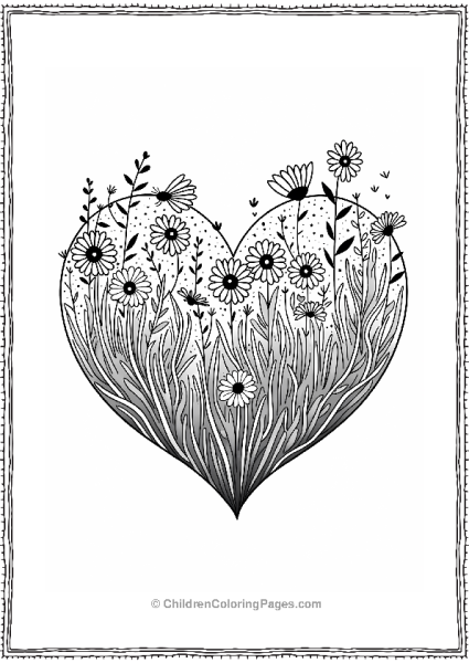 Heart Shaped Garden With Flowers And Insects Free PDF Printable