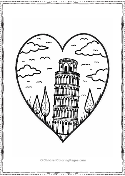 Heart Shaped Leaning Tower Of Pisa Free PDF Printable