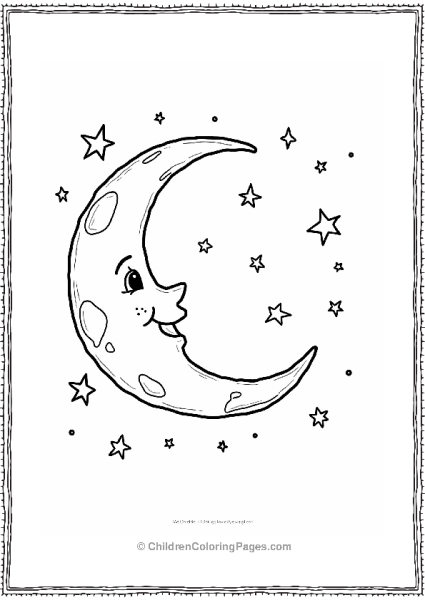 Heart Shaped Moon In A Starry Night Free PDF Printable