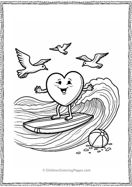 Heart Surfing Waves Free PDF Printable