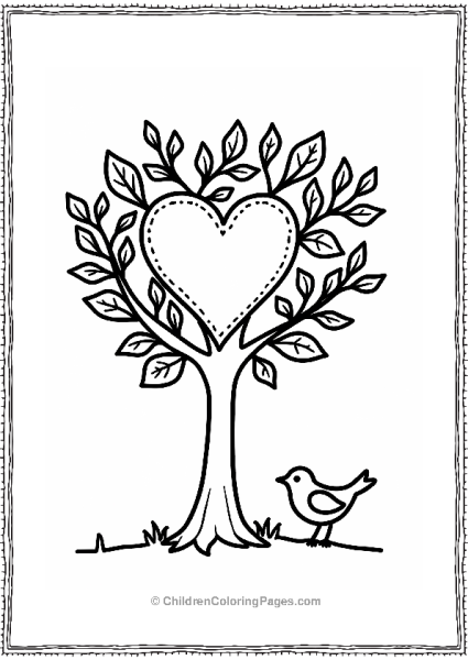 Heart Tree With Bird Free PDF Printable