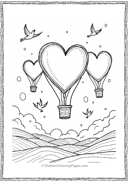 Hearts In Hot Air Balloons Free PDF Printable