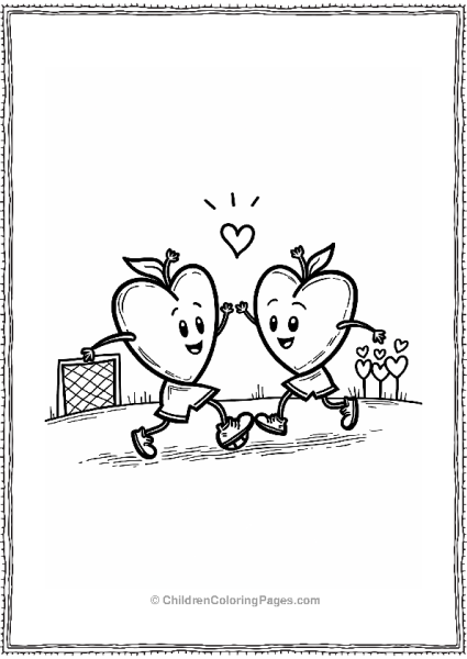 Hearts Playing Soccer Free PDF Printable