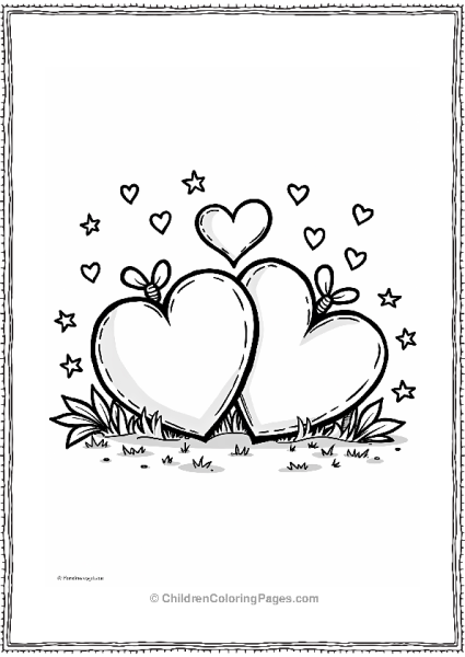 Hearts With Ribbons And Stars Free PDF Printable