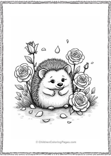 Hedgehog Among Roses Free PDF Printable