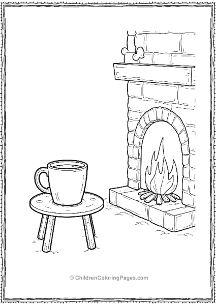 Hot Chocolate Next To A Fireplace Free PDF Printable