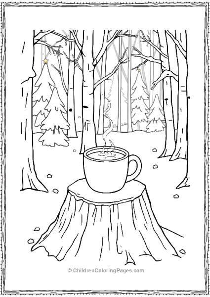 Hot Chocolate Resting On A Tree Stump Free PDF Printable