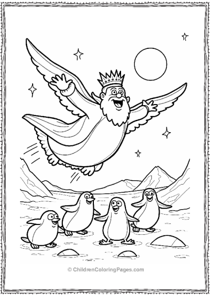 Cartoon Network Ice King Flying In A Snowy Landscape Free PDF Printable