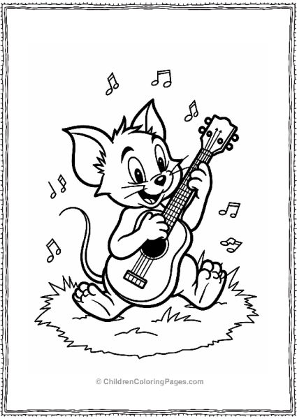 Tom Playing Ukulele In A Grassy Patch Free PDF Printable