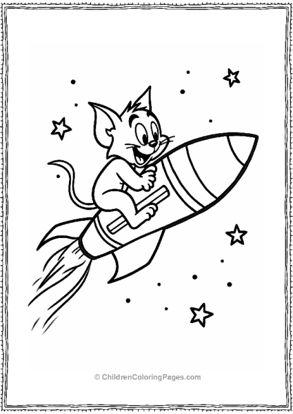 Tom Riding A Rocket Through The Sky Free PDF Printable