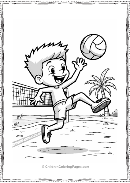 Cartoon Network Johnny Bravo Playing Volleyball At The Beach Free PDF Printable