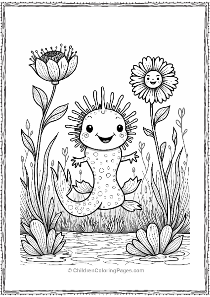 Joyful Axolotl In A Dreamlike Garden Free PDF Printable