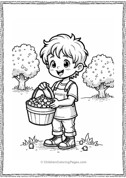 Joyful Child With Cherry Bucket Free PDF Printable