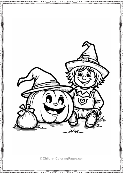 Cartoon Network Joyful Pumpkin With Friendly Scarecrow Free PDF Printable