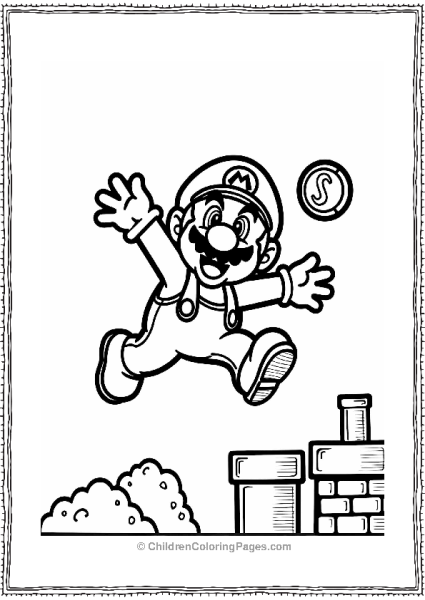 Jumping Mario With Coin Free PDF Printable