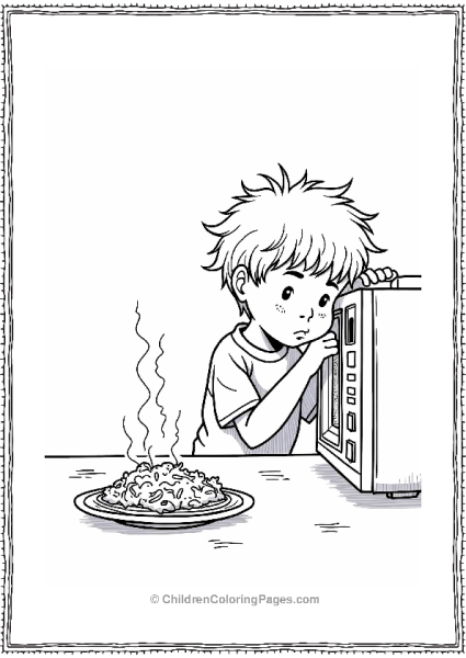 Cartoon Kevin Cooking A Microwave Meal Free PDF Printable