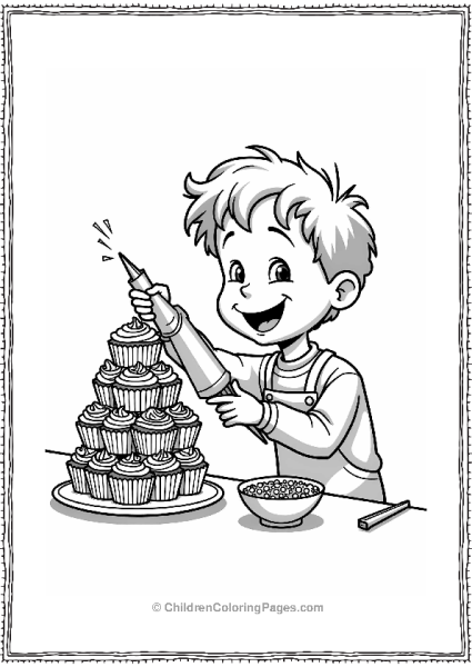 Cartoon Kevin Decorating Cupcakes Free PDF Printable