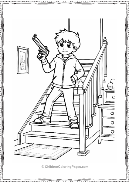 Cartoon Kevin Defends His Home With A BB Gun Free PDF Printable