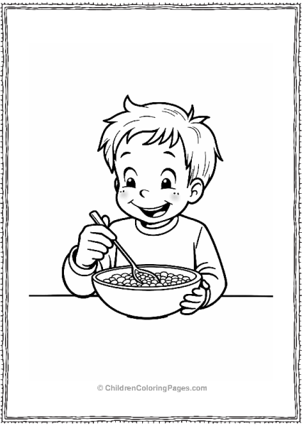 Cartoon Kevin Enjoying Cereal At The Table Free PDF Printable