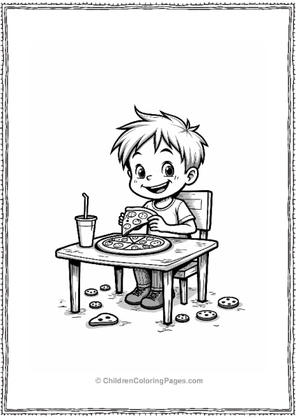 Cartoon Kevin Enjoying Pizza Free PDF Printable