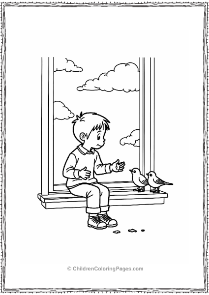 Cartoon Kevin Feeding Birds At The Window Free PDF Printable