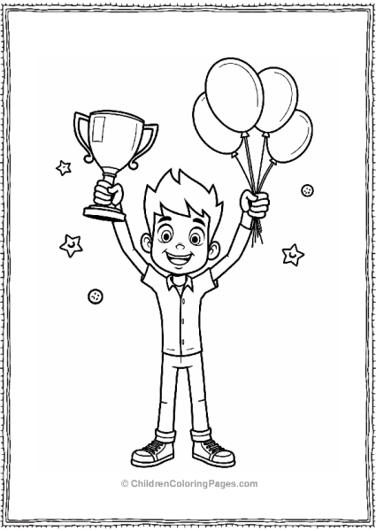 Kevin Levin With Trophy And Balloons Free PDF Printable