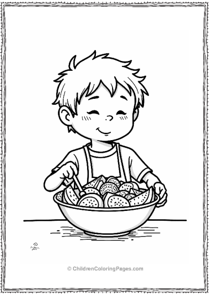 Cartoon Kevin Making Fruit Salad Free PDF Printable