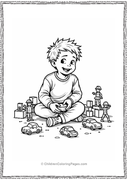 Cartoon Kevin Playing With Toys At Home Free PDF Printable