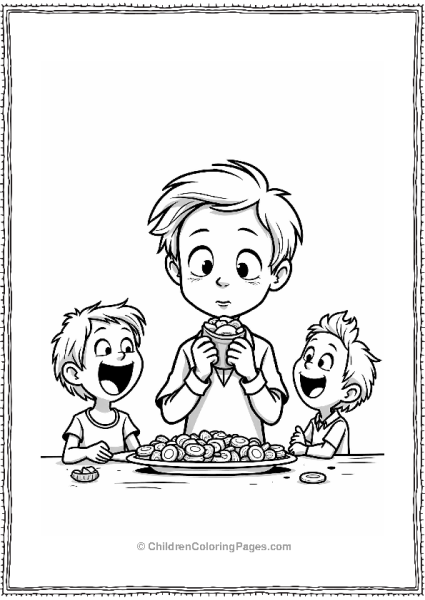 Cartoon Kevin Sharing Snacks With Friends Free PDF Printable