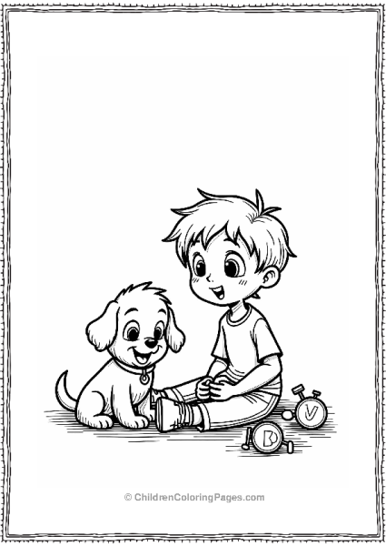 Kevin With A Playful Puppy Free PDF Printable