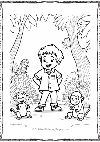 Cartoon Kevin’s Jungle Adventure Coloring Page Free PDF Printable