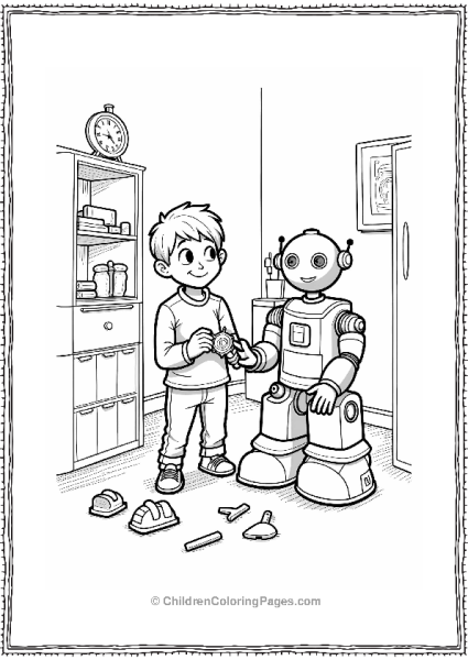 Cartoon Kevin’s Robot Invention Scene Free PDF Printable