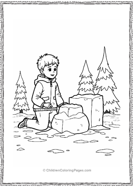 Cartoon Kevin’s Snow Fort In The Winter Free PDF Printable