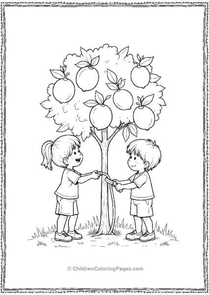 Kids Playing Under A Lemon Tree Free PDF Printable