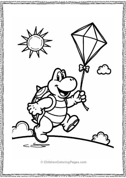 Koopa Troopa Flying A Colorful Kite Free PDF Printable