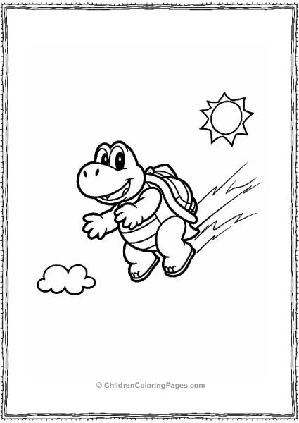 Koopa Troopa Flying In A Playful Sky Free PDF Printable