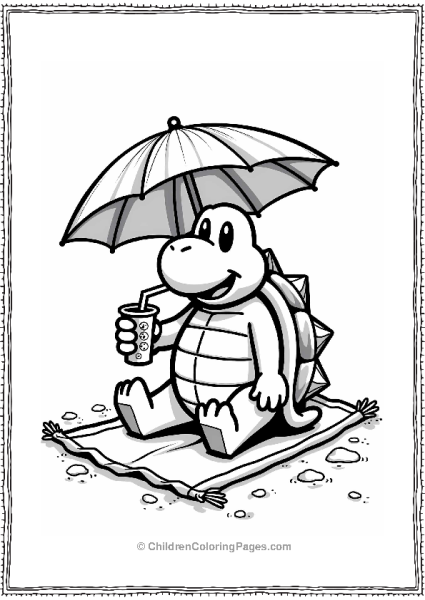 Koopa Troopa Relaxing Under An Umbrella Free PDF Printable