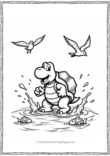 Koopa Troopa Splashing In The Waves Free PDF Printable