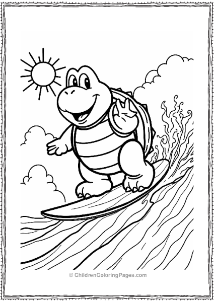 Koopa Troopa Surfing On A Wave Free PDF Printable