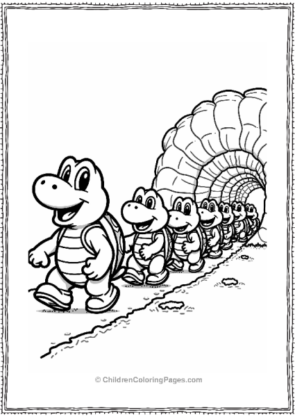 Koopa Troopas Marching To A Warp Pipe Free PDF Printable