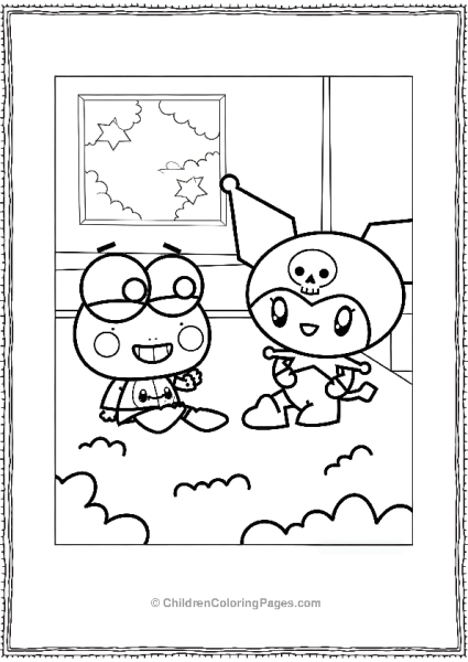 Kuromi And Keroppi Friends Coloring Page Free PDF Printable