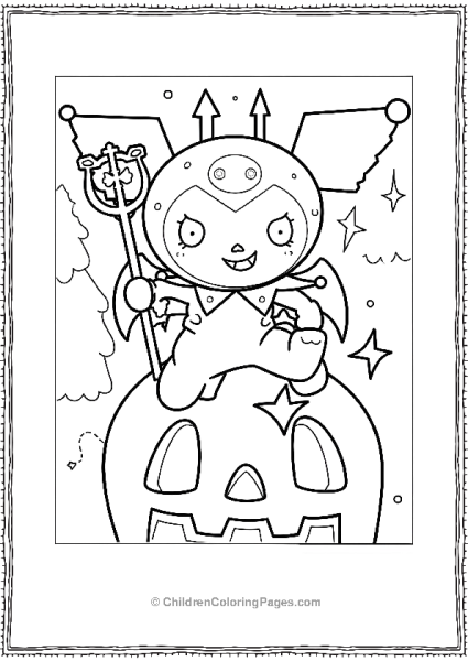 Kuromi Celebrates Halloween On A Pumpkin Free PDF Printable