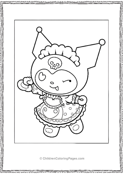 Kuromi Day Of The Dead Costume Coloring Page Free PDF Printable