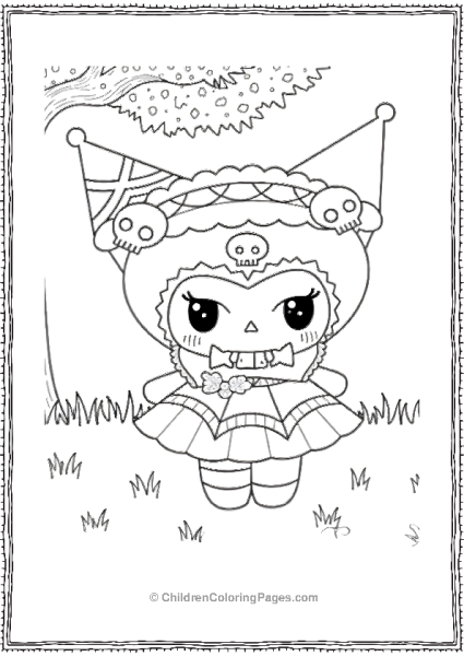 Kuromi Halloween Party Coloring Page Free PDF Printable