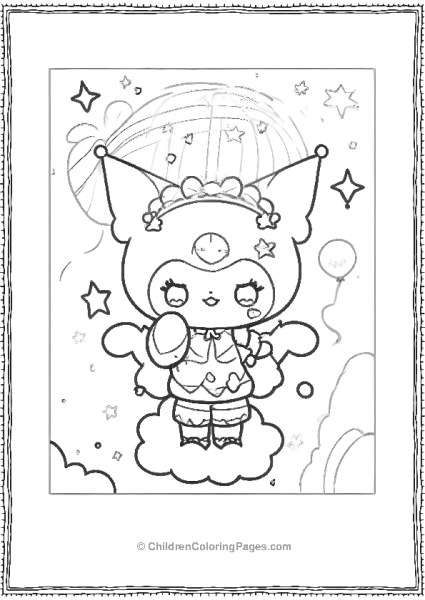 Kuromi In A Hot Air Balloon Free PDF Printable